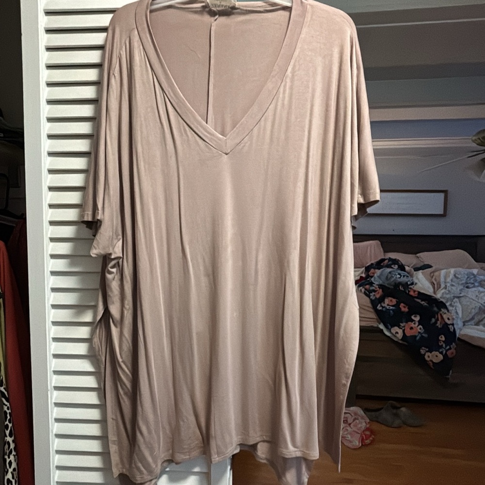 Women's V-Neck Beige Top